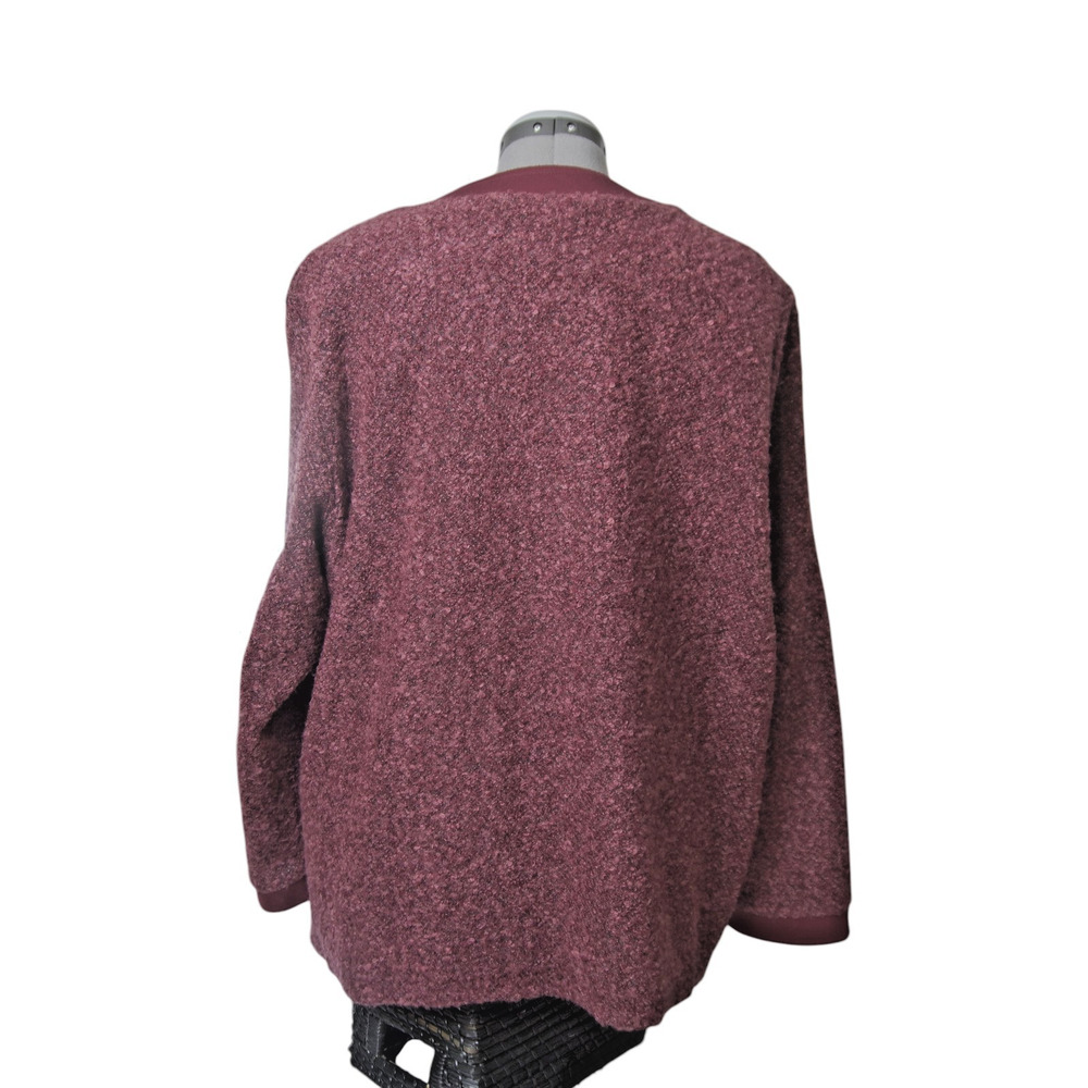Cathy Daniels Burgundy Boucle Full Zip Cardigan Sweater Studded Plus 2X - Picture 7 of 12